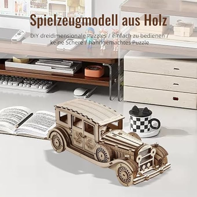 ACESOME 3D WOODEN PUZZLE VINTAGE CAR MODEL CAR, 3D PUZZLE ADULTS, MODEL KIT ADULT FOR HOME DECORATION, CHRISTMAS, BIRTHDAY, MEN WOMEN - Image 2